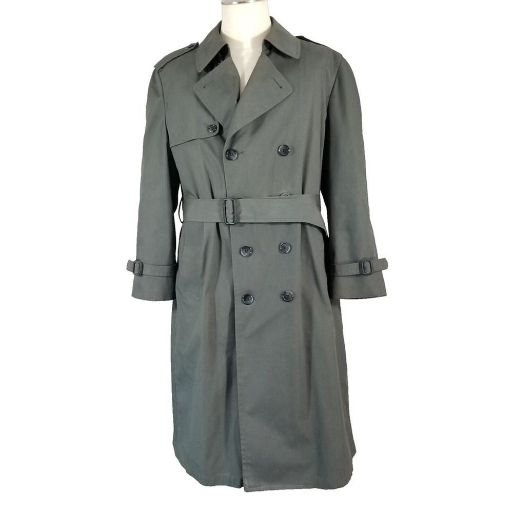 London Fog Trench Coat men's Medium 40S Gray Rain Classic Lined ALL Season